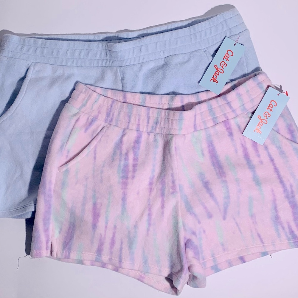 Girls 2 Soft Fleece Pull-On Shorts Cat & Jack - XL Purple  Tie Dye & Powder Blue